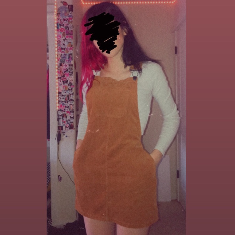 Justify Dress Rust Corduroy Overall Dress